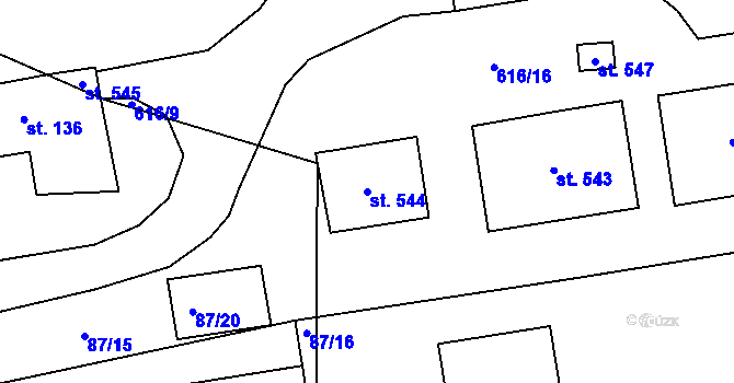 Parcela st. 544 v KÚ Stará Huť, Katastrální mapa