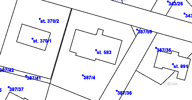 Parcela st. 583 v KÚ Stará Huť, Katastrální mapa