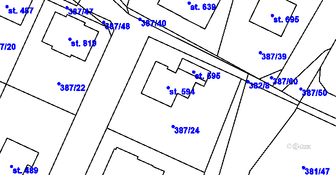 Parcela st. 594 v KÚ Stará Huť, Katastrální mapa