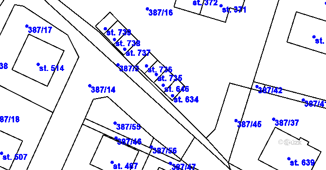 Parcela st. 646 v KÚ Stará Huť, Katastrální mapa