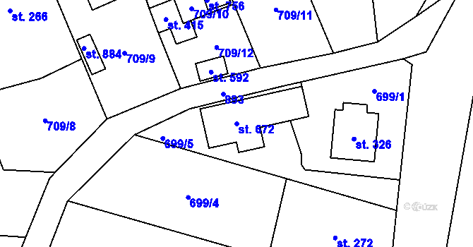 Parcela st. 672 v KÚ Stará Huť, Katastrální mapa