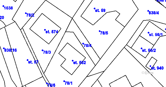 Parcela st. 78/4 v KÚ Stará Huť, Katastrální mapa