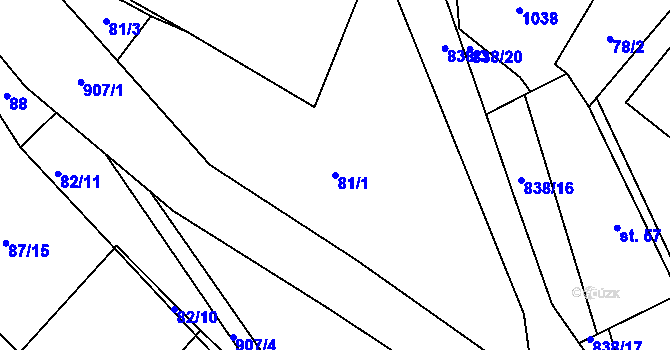 Parcela st. 81/1 v KÚ Stará Huť, Katastrální mapa
