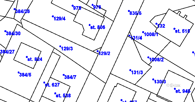 Parcela st. 129/2 v KÚ Stará Huť, Katastrální mapa