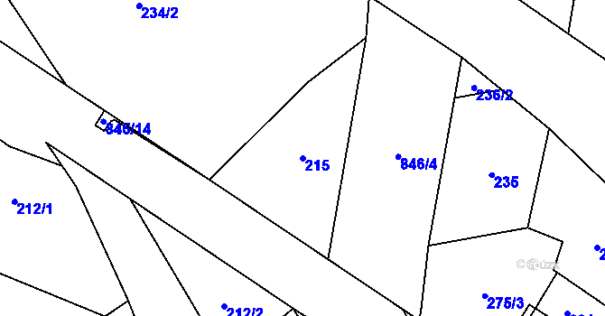 Parcela st. 215 v KÚ Stará Huť, Katastrální mapa