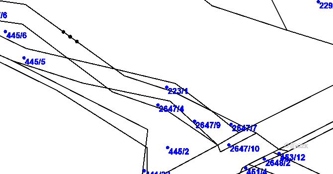 Parcela st. 223/1 v KÚ Stará Huť, Katastrální mapa
