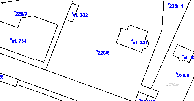 Parcela st. 228/6 v KÚ Stará Huť, Katastrální mapa