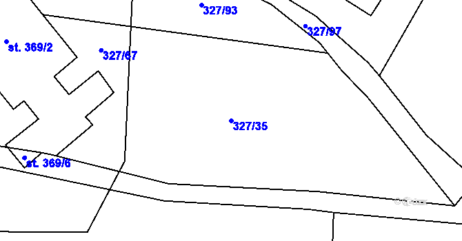 Parcela st. 327/35 v KÚ Stará Huť, Katastrální mapa
