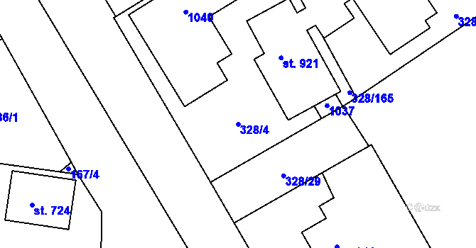Parcela st. 328/4 v KÚ Stará Huť, Katastrální mapa