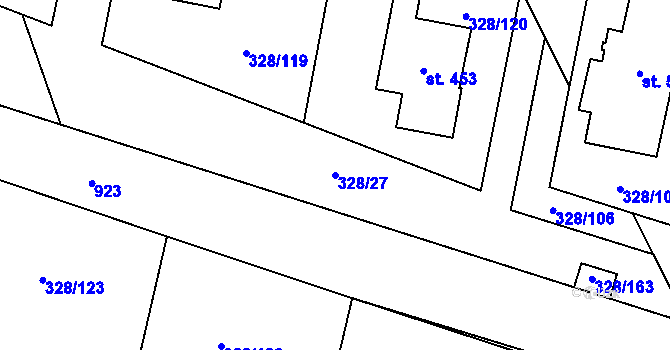Parcela st. 328/27 v KÚ Stará Huť, Katastrální mapa