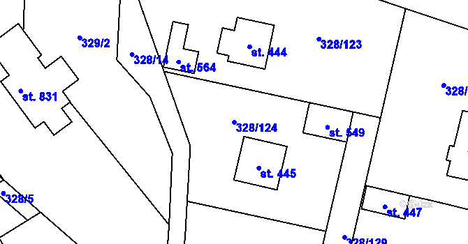 Parcela st. 328/124 v KÚ Stará Huť, Katastrální mapa
