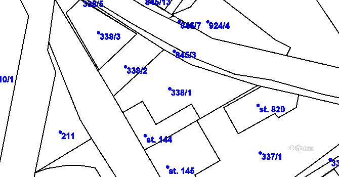 Parcela st. 338/1 v KÚ Stará Huť, Katastrální mapa
