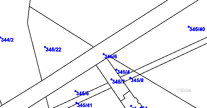 Parcela st. 345/6 v KÚ Stará Huť, Katastrální mapa