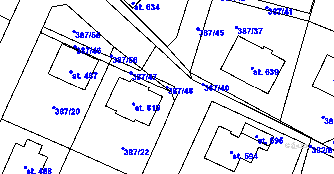 Parcela st. 387/48 v KÚ Stará Huť, Katastrální mapa