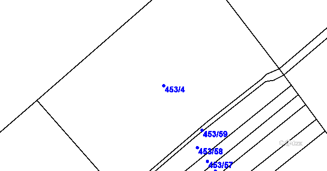 Parcela st. 453/4 v KÚ Stará Huť, Katastrální mapa