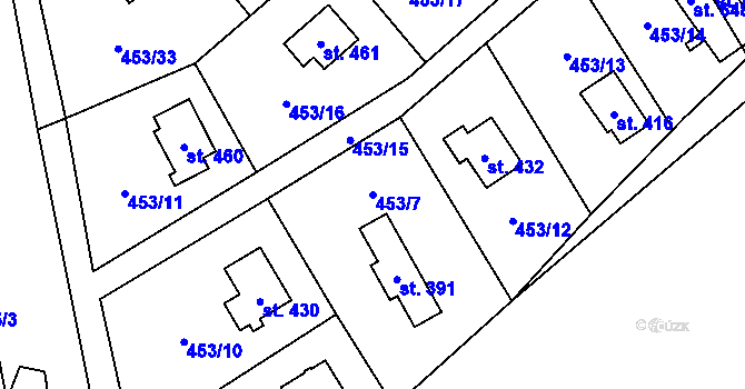 Parcela st. 453/7 v KÚ Stará Huť, Katastrální mapa