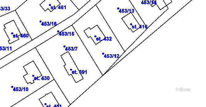 Parcela st. 453/12 v KÚ Stará Huť, Katastrální mapa