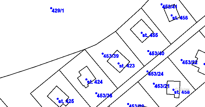 Parcela st. 453/39 v KÚ Stará Huť, Katastrální mapa