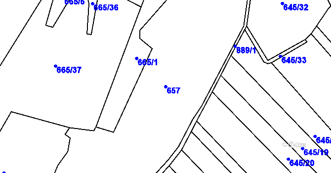 Parcela st. 657 v KÚ Stará Huť, Katastrální mapa