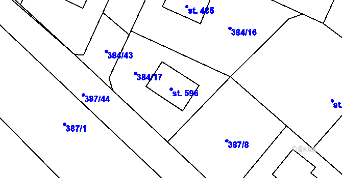 Parcela st. 596 v KÚ Stará Huť, Katastrální mapa