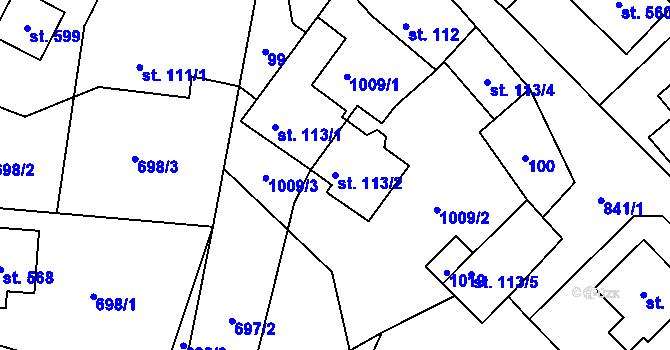 Parcela st. 113/2 v KÚ Stará Huť, Katastrální mapa