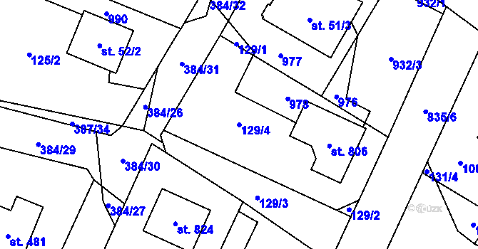 Parcela st. 129/4 v KÚ Stará Huť, Katastrální mapa