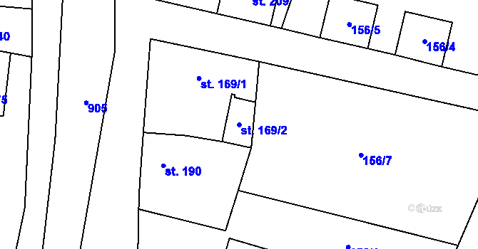 Parcela st. 169/2 v KÚ Stará Huť, Katastrální mapa