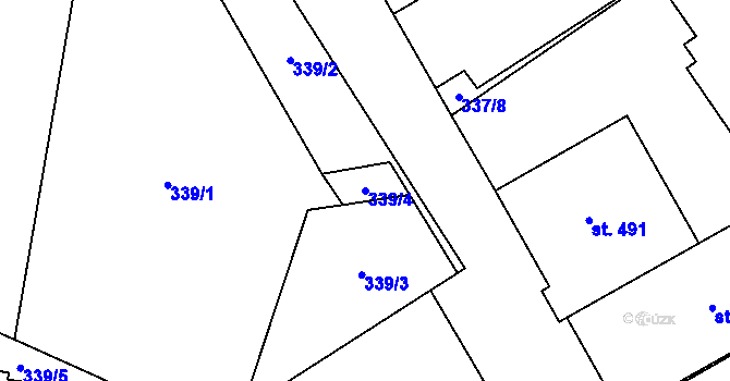 Parcela st. 339/4 v KÚ Stará Huť, Katastrální mapa