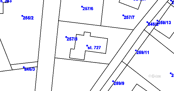 Parcela st. 727 v KÚ Stará Huť, Katastrální mapa