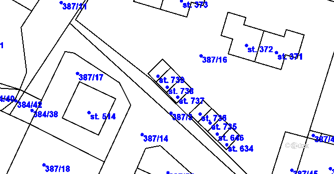 Parcela st. 738 v KÚ Stará Huť, Katastrální mapa