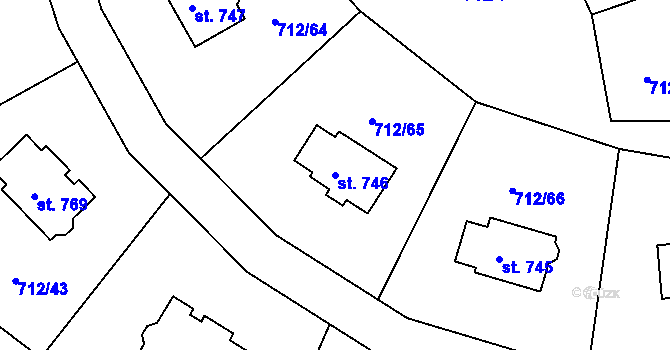 Parcela st. 746 v KÚ Stará Huť, Katastrální mapa
