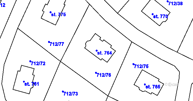 Parcela st. 764 v KÚ Stará Huť, Katastrální mapa