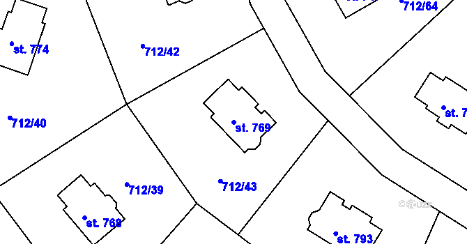 Parcela st. 769 v KÚ Stará Huť, Katastrální mapa