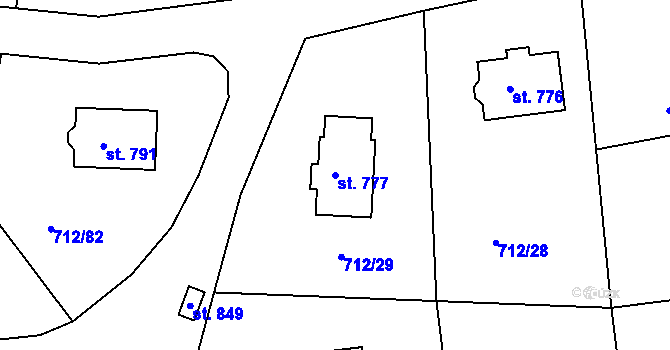 Parcela st. 777 v KÚ Stará Huť, Katastrální mapa