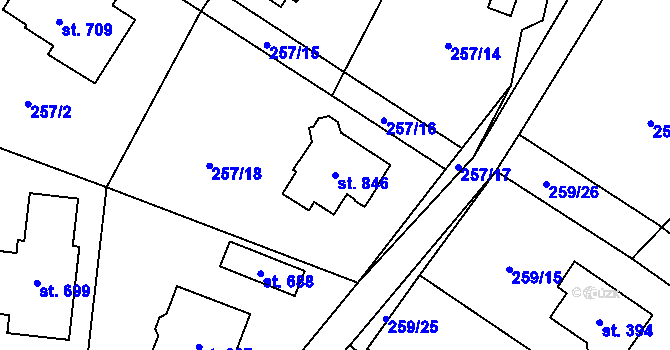 Parcela st. 846 v KÚ Stará Huť, Katastrální mapa