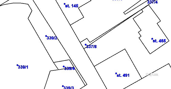 Parcela st. 337/8 v KÚ Stará Huť, Katastrální mapa