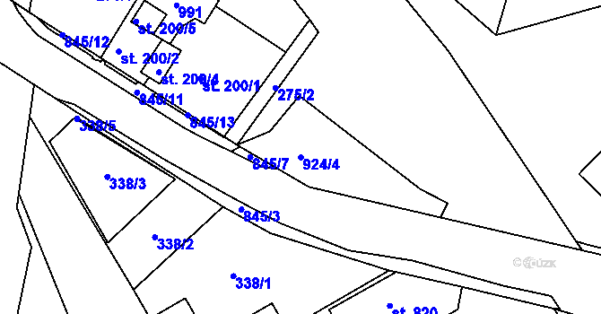 Parcela st. 924/4 v KÚ Stará Huť, Katastrální mapa