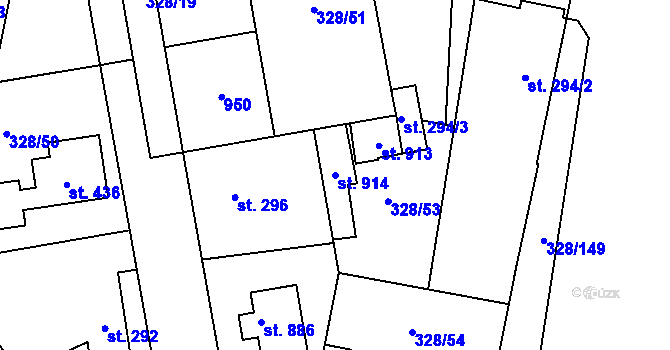 Parcela st. 914 v KÚ Stará Huť, Katastrální mapa