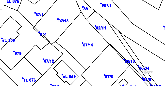 Parcela st. 87/15 v KÚ Stará Huť, Katastrální mapa