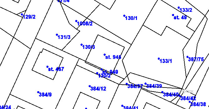 Parcela st. 945 v KÚ Stará Huť, Katastrální mapa