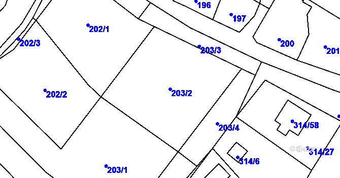 Parcela st. 203/2 v KÚ Stará Chodovská, Katastrální mapa