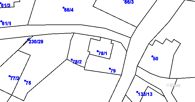 Parcela st. 78/1 v KÚ Stará Chodovská, Katastrální mapa