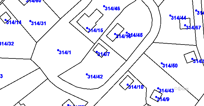 Parcela st. 314/7 v KÚ Stará Chodovská, Katastrální mapa