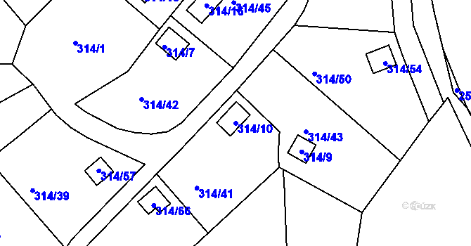 Parcela st. 314/10 v KÚ Stará Chodovská, Katastrální mapa