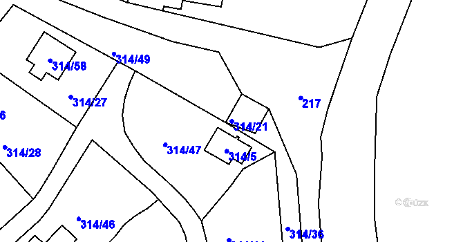 Parcela st. 314/21 v KÚ Stará Chodovská, Katastrální mapa