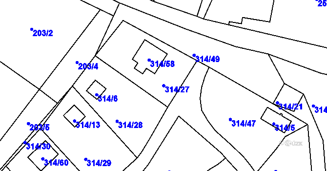 Parcela st. 314/27 v KÚ Stará Chodovská, Katastrální mapa