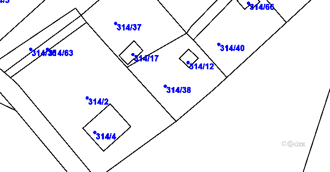 Parcela st. 314/38 v KÚ Stará Chodovská, Katastrální mapa