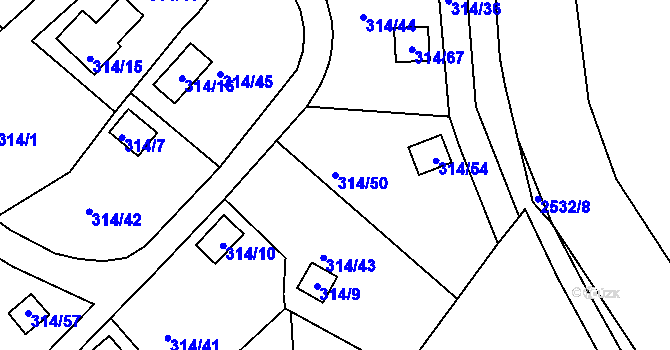 Parcela st. 314/50 v KÚ Stará Chodovská, Katastrální mapa
