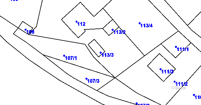 Parcela st. 113/3 v KÚ Stará Chodovská, Katastrální mapa