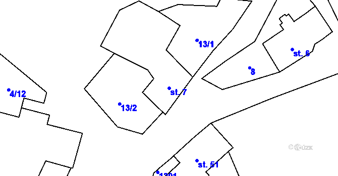 Parcela st. 7 v KÚ Stará Libavá, Katastrální mapa